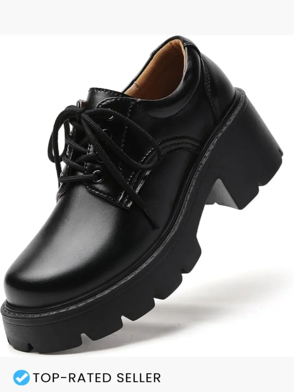 Women's Chunky Platform Oxford Shoes Lace Up Round Toe Memory Foam Cushioned